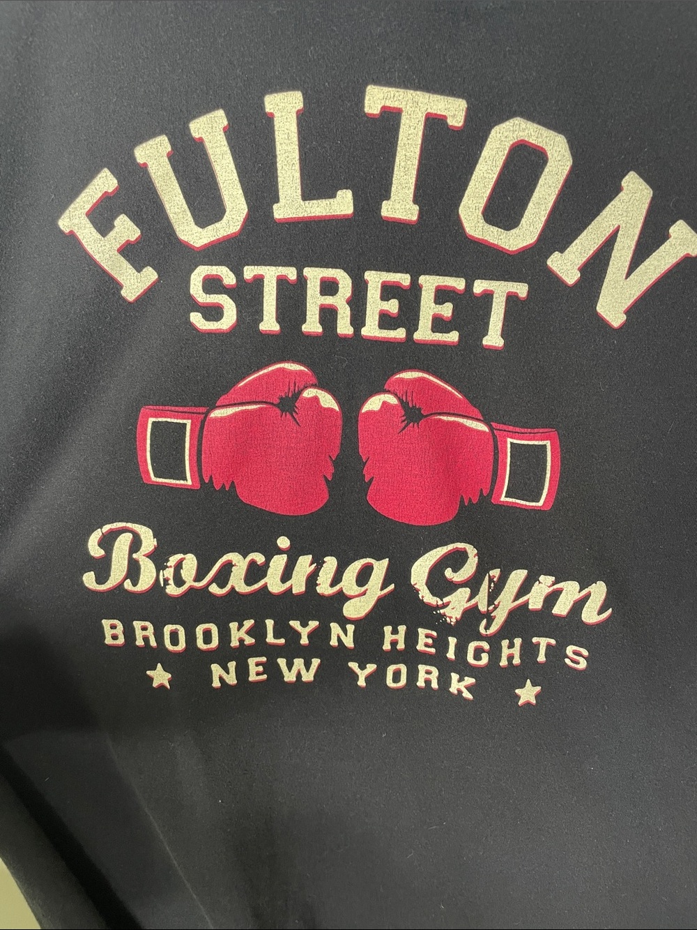 Boxing Gym Fulton St. Brooklyn Sleeveless Hoodie - Black with Red Graphic